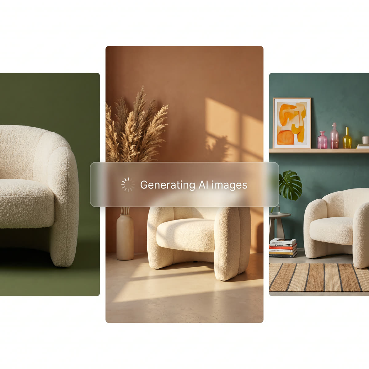 One armchair staged three ways for a single campaign