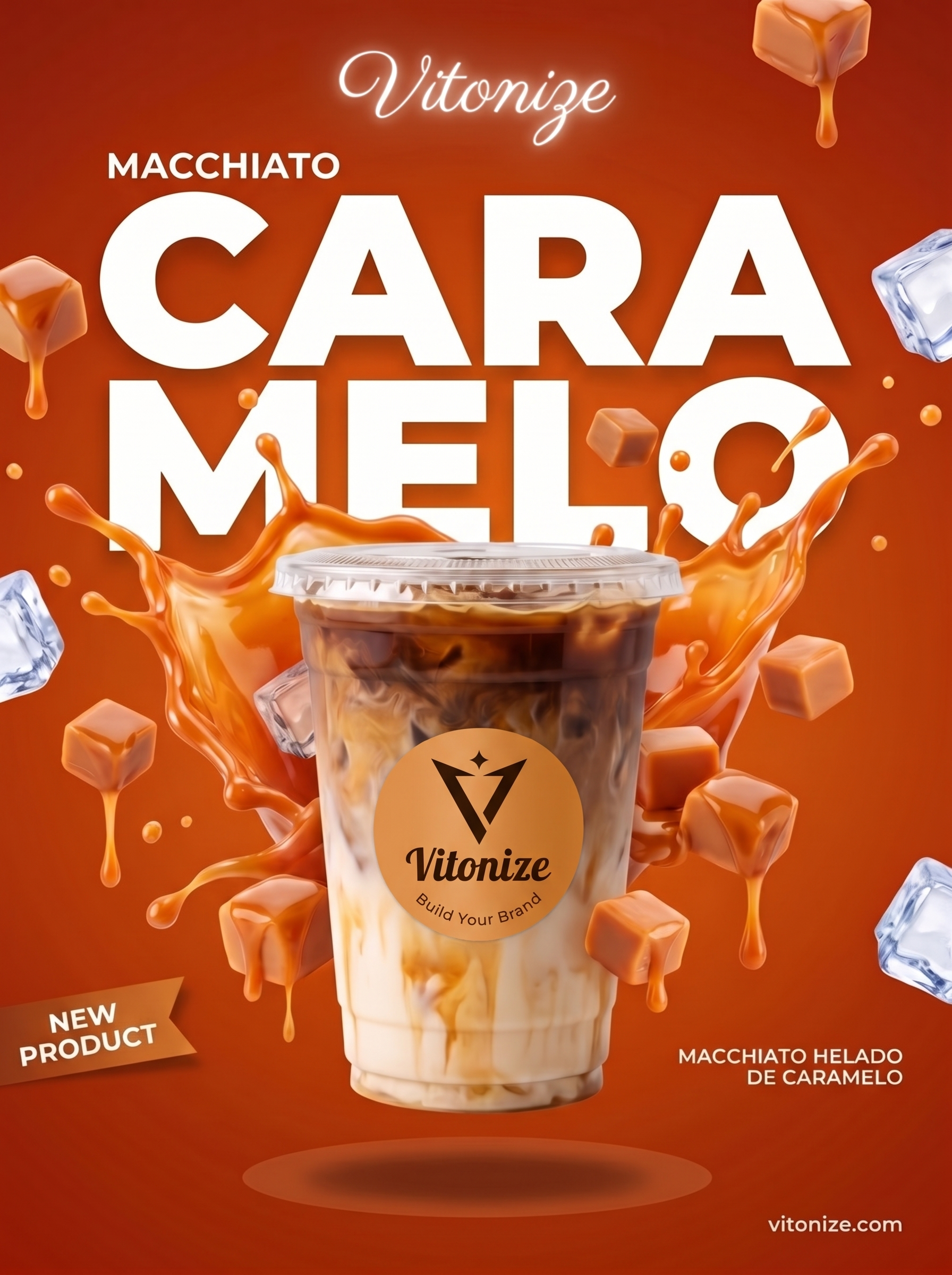 Caramelo iced coffee pour ad